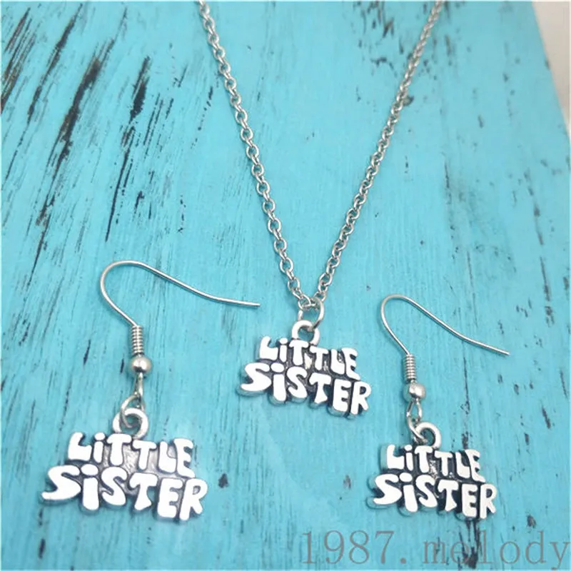 

Little Sister Earring Necklace Sets Jewelry Set Fashion Women Christmas Birthday Girl Gifts