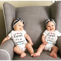 summer twins cute baby bodysuit infant short sleeve jumpsuit baby girl boy newborn baby jumpsuit letter outfit toddler clothes