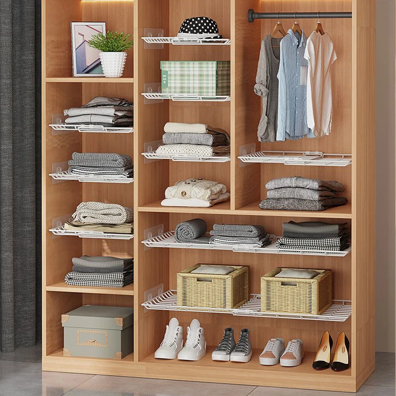 

Adjustable Closet Organizer Storage Shelf Wall Mounted Rack Cabinet Holder Telescopic Separate Layer Home Decorative Rack