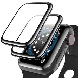Защитная пленка для Apple Watch series 7 45 мм 41 мм 8, аксессуары из мягкого стекла, 9D HD Полная пленка для iWatch 6 5 3 se 44 мм 40 мм 42 мм 38 мм