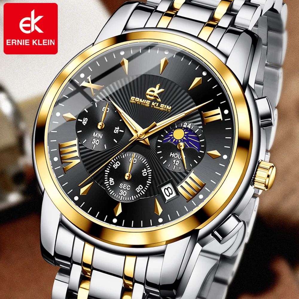 Часы наручные ERNIE KLEIN мужские с хронографом брендовые многофункциональные