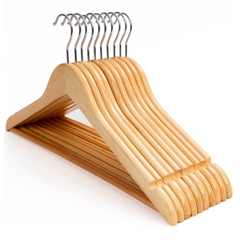 

Pack Of 10 Premium Wooden Hangers,360-Degree Rotatable Hook,Durable & Slim,Shoulder Grooves,Lightweight Hangers For Coat