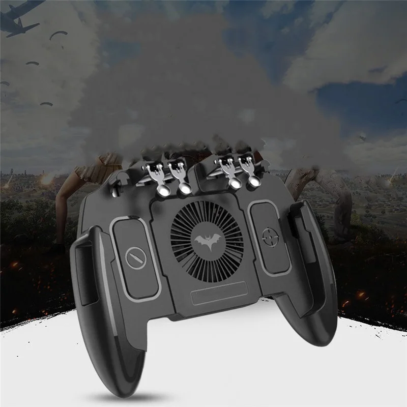 

HSYK Six Mobile Game Controller Gamepad Trigger Aim Button L1R1 Joystick For IPhone Android with Cooler Cooling Fan