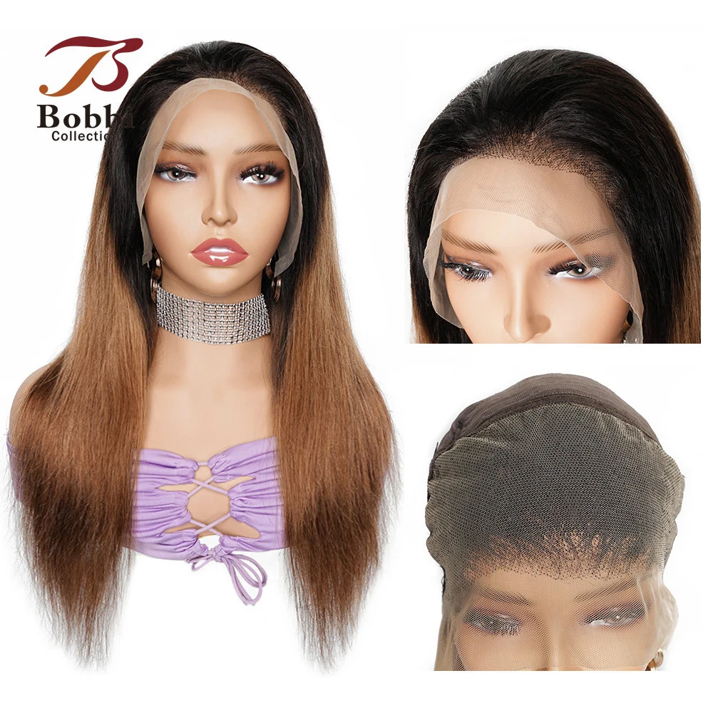 

13x 4 кружевной передний парик прямые человеческие волосы 1B 30 Омбре Имбирно-коричневые прозрачные кружевные предварительно выщипанные парики для женщин Bobbi