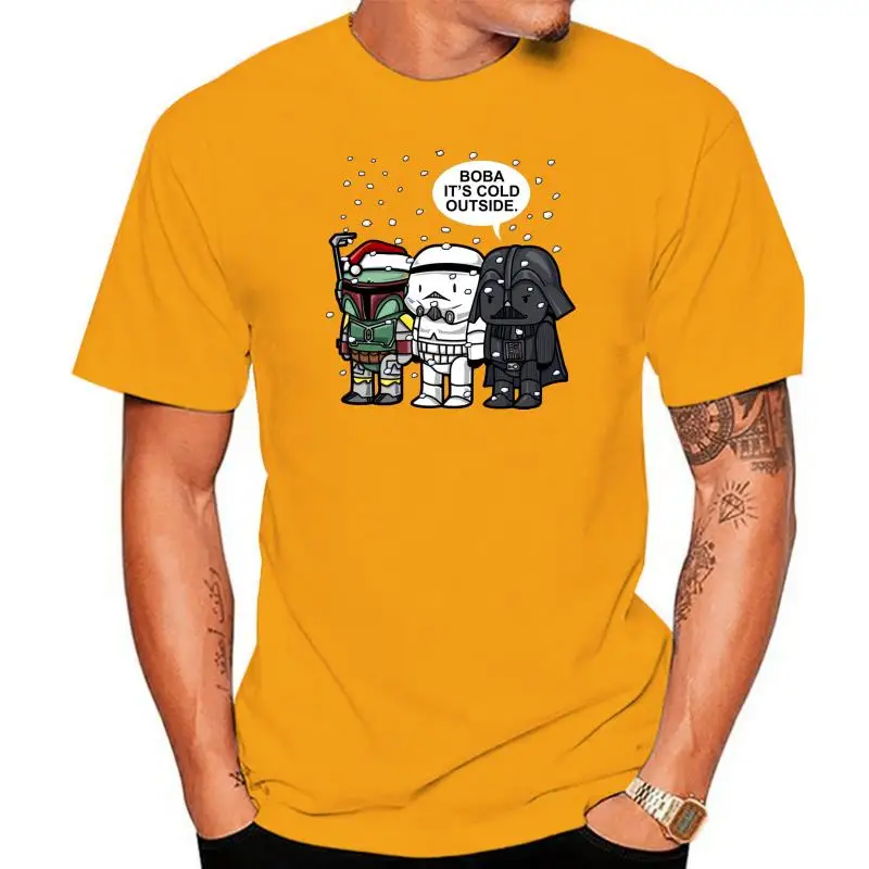 

2022 Newest Letter Print Christmas Boba It's Cold Outside Mens Graphic T Shirt