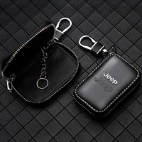 car styling key case remote control keychain leather zipper key wallet cover for jeep wrangler compass cherokee renegade patriot