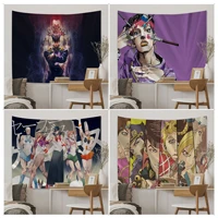 jojo bizarre adventure colorful tapestry wall hanging hippie flower wall carpets dorm decor wall hanging home decor