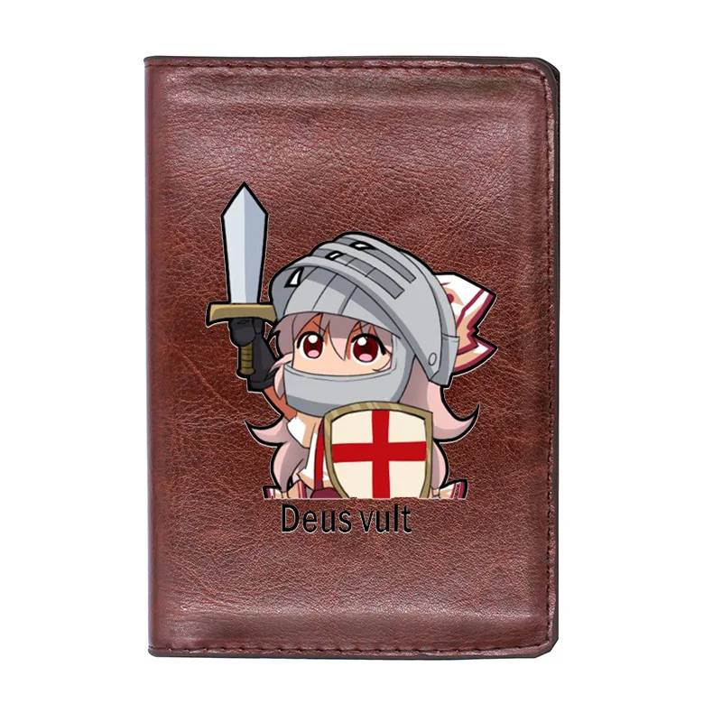 

Vintage Brown Cartoon Knight Templar Passport Cover Leather Slim ID Card Holder Pocket Wallet Case Travel Accessories Gifts