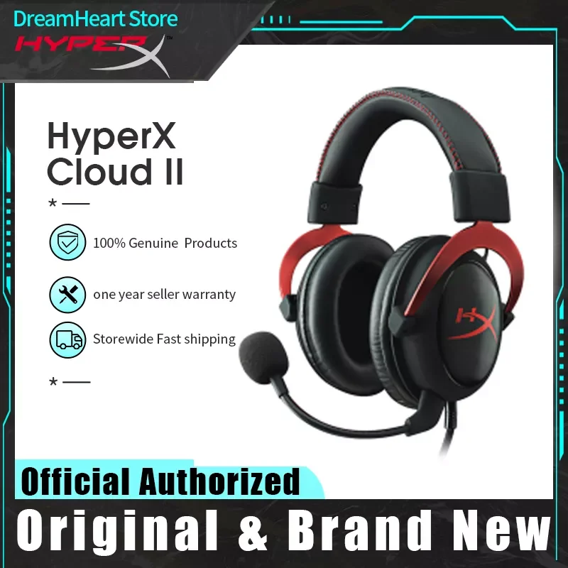 

2023New HyperX Cloud 2 II игровая Проводная гарнитура с HiFi 7,1 объемным звуком, микрофон, игровые наушники для ПК PS4