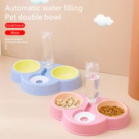 automatic water filling pet bowl universal detachable for dog and cat three bowls food feeding tool