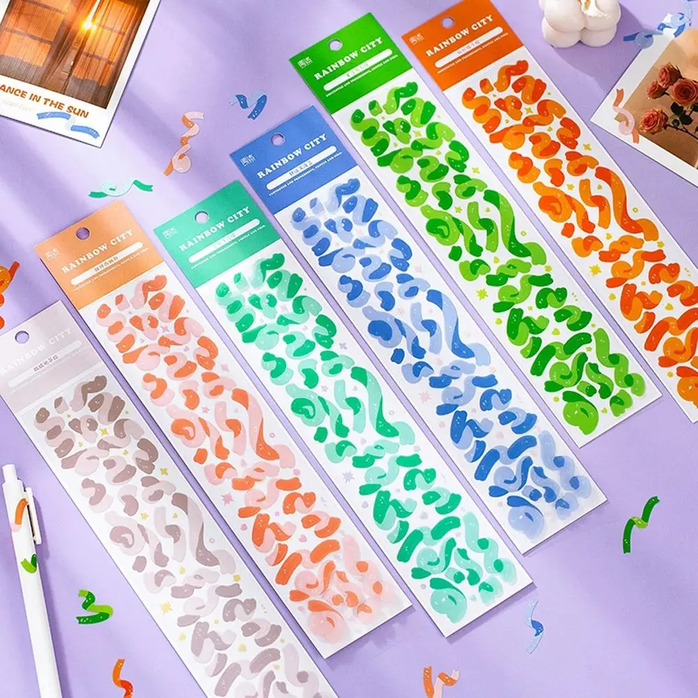 

Rainbow Ribon Bow PET Stickers Creativity Adhesive Stickers Glitter Stickers Scrapbooking Album Journal Decals School Supplies