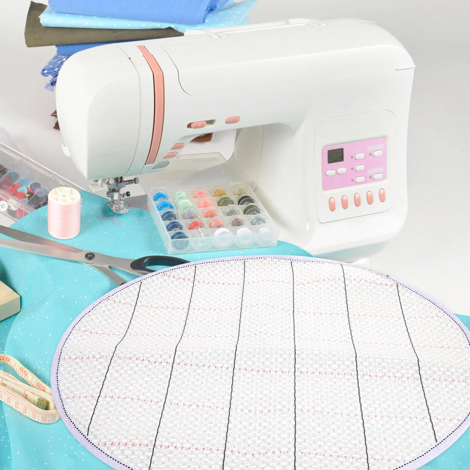 

Cross Stitch Cloth Embroidery Mesh Fabrics Circular Rug Blank Carpet Hooking