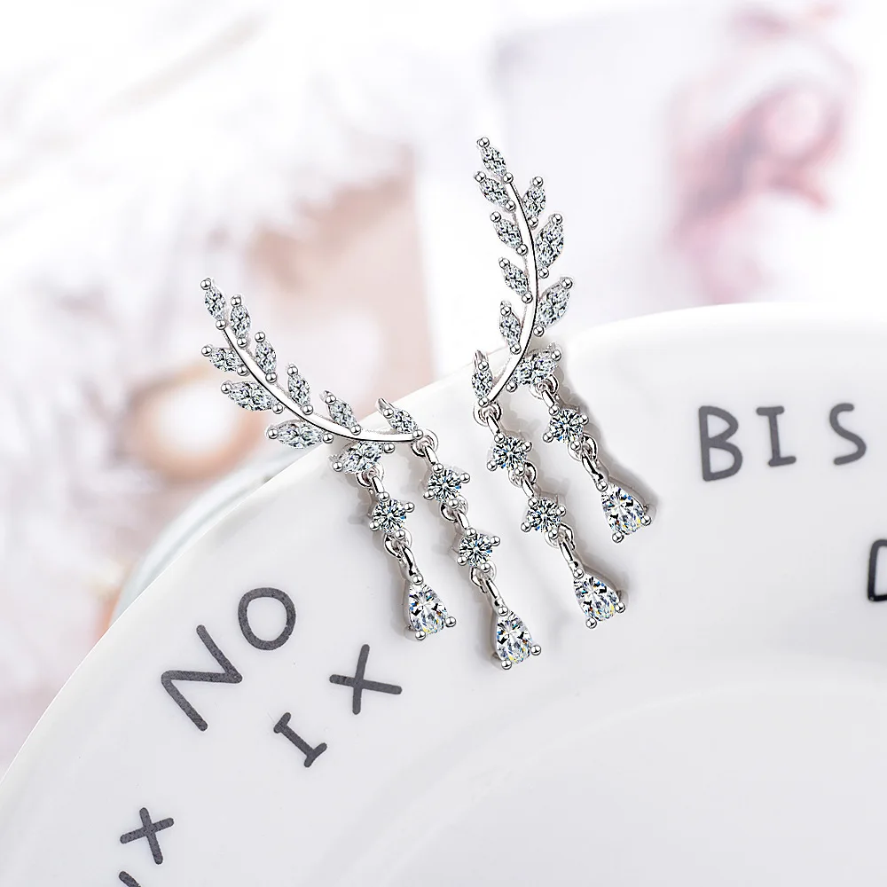 

Горячая Распродажа 925 штамп серебряного цвета крылья кисточки длинные серьги Модные серьги-гвоздики для женщин девушек ювелирные изделия