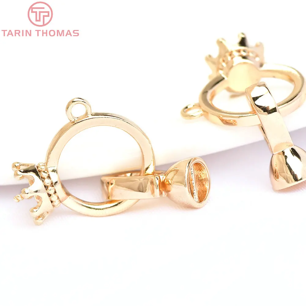 4 шт. 15,5x12 мм 6x12 мм Латунь с покрытием 24K золотого цвета с бриллиантами Корона Замок для браслетов и ожерелий Сделай сам Аксессуары для ювелирных изделий.