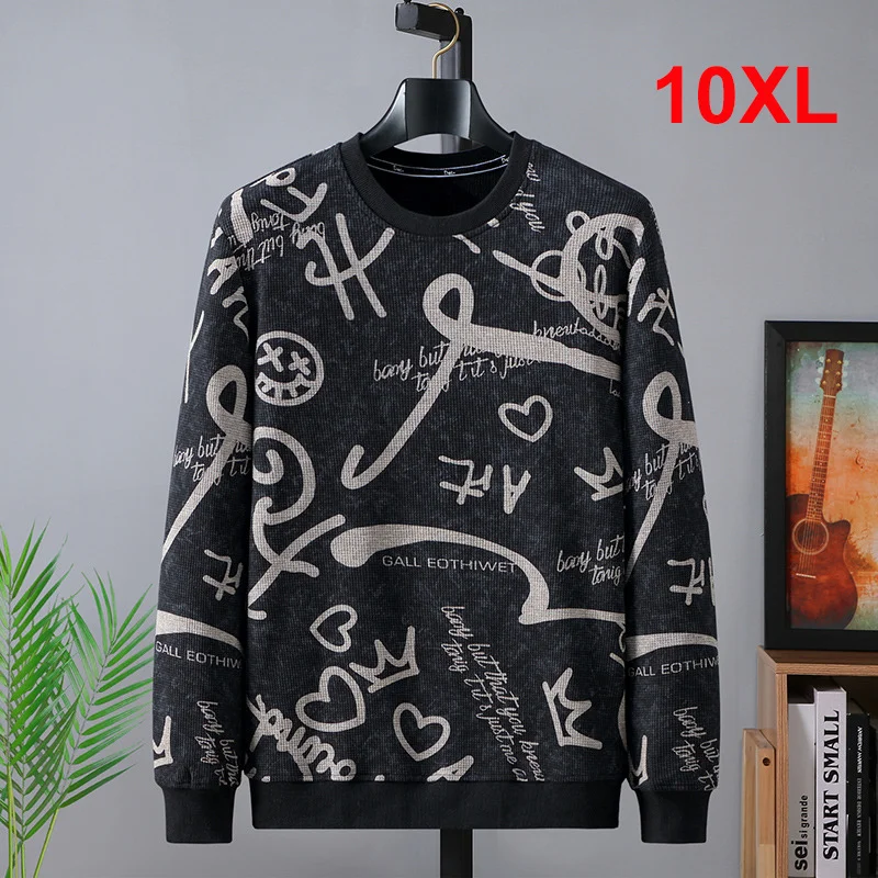 

Plus Size 9XL 10XL Sweatshirts Hip Hop Graffiti Spring Autumn Oversize Pullover Fashion Sweatshirt Baggy Men Big Size Tops HA001