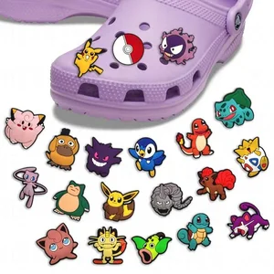1Pcs Pokemon PVC Shoe Crocs Buckle Accessories Pikachu DIY Cartoon Animals Shoes Decoration For Kids Croc Charms Kids Party Gift
