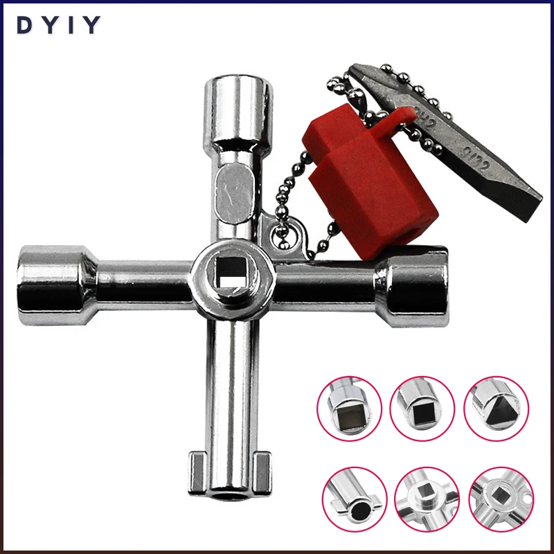 5 In 1 Universal Cross Switch Socket Triangle Wrench Key for Plumber Train Electrical Elevator Cabinet Valve Bleed Radiators