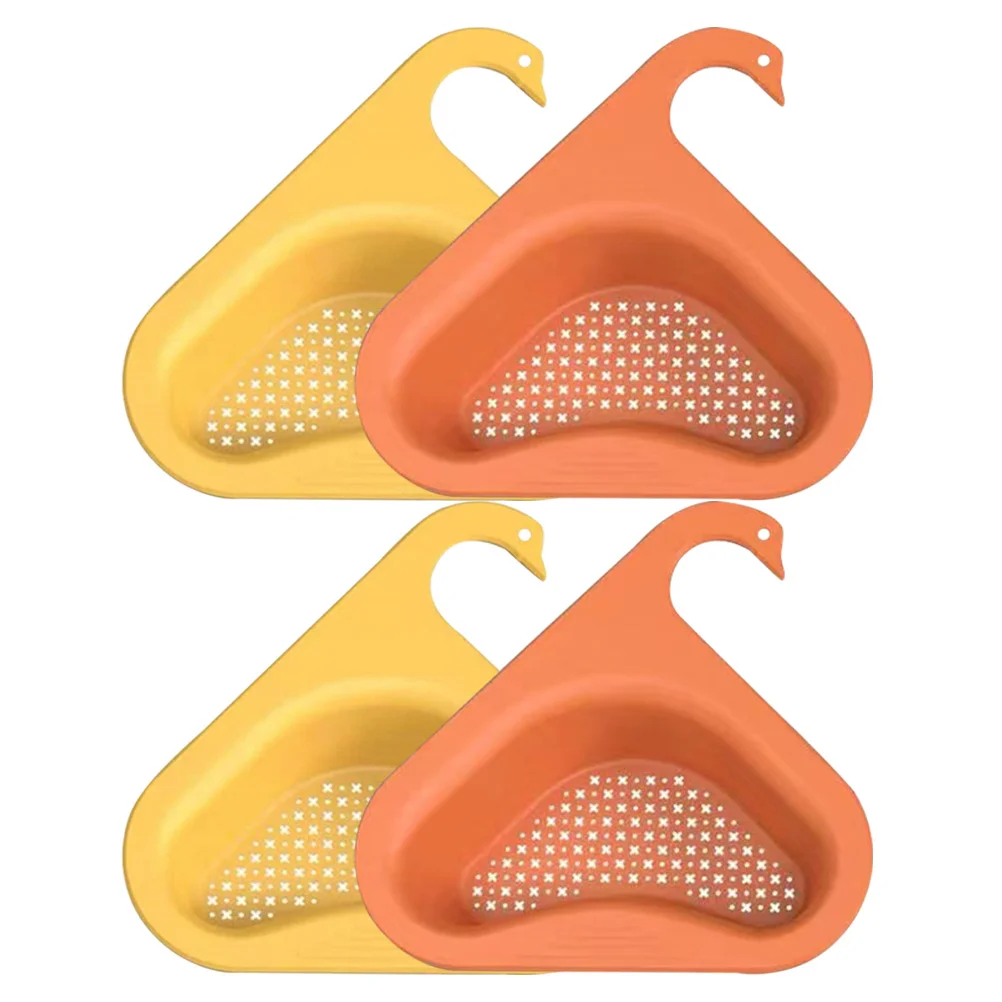 

4pcs Drain Basket Triangle Sink Filter Hanging On Sink Strainer Hanging Drain Colanders Swan Sink Drain Shelf
