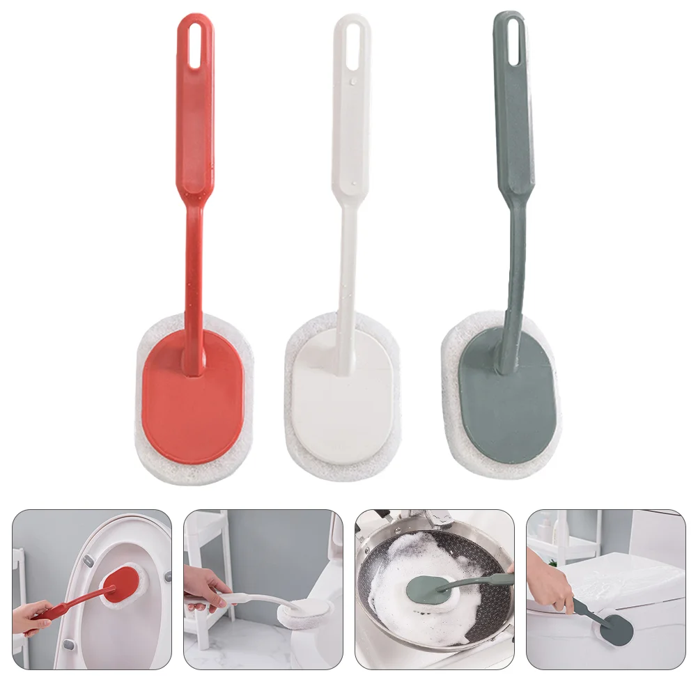 

3 Bathtub Tile Sponge Kitchen Sponge Grill Brush Cleaning Scouring Pad Non-Stick Pans Brush Bathroom Scouring Sponge