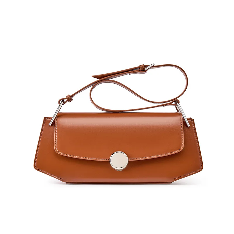 Luxury Designer Genuine Cowhide Leather Shoulder Bag for Women Vintage Ladies Armpit Bag High Quality Ol Commuting Underarm Bag