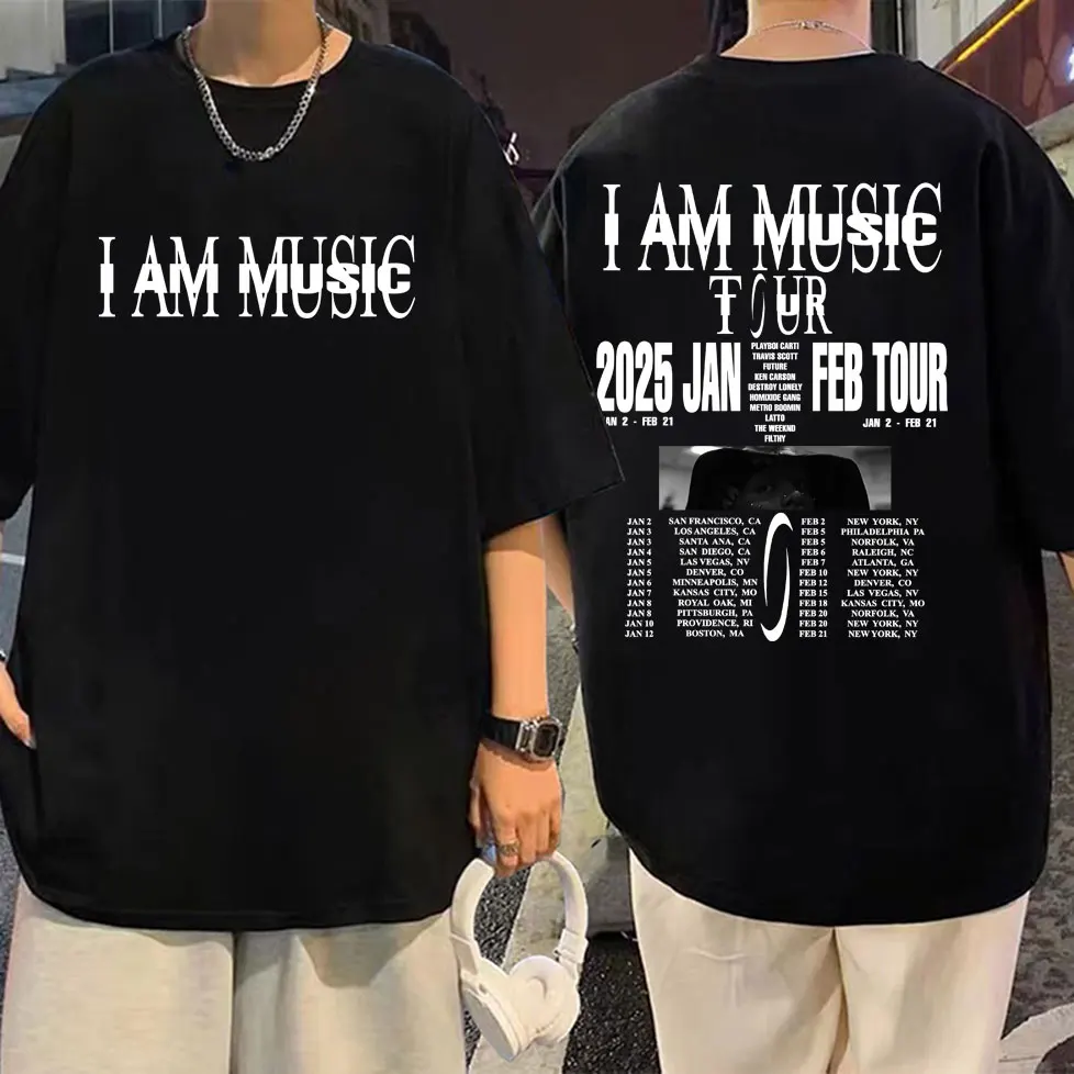 Фото Playboi Carti I AM MUSIC Tour 2025 Графические футболки Harajuku Хип-хоп Поп Рэп Футболка с коротким рукавом Мужские винтажные модные футболки №1