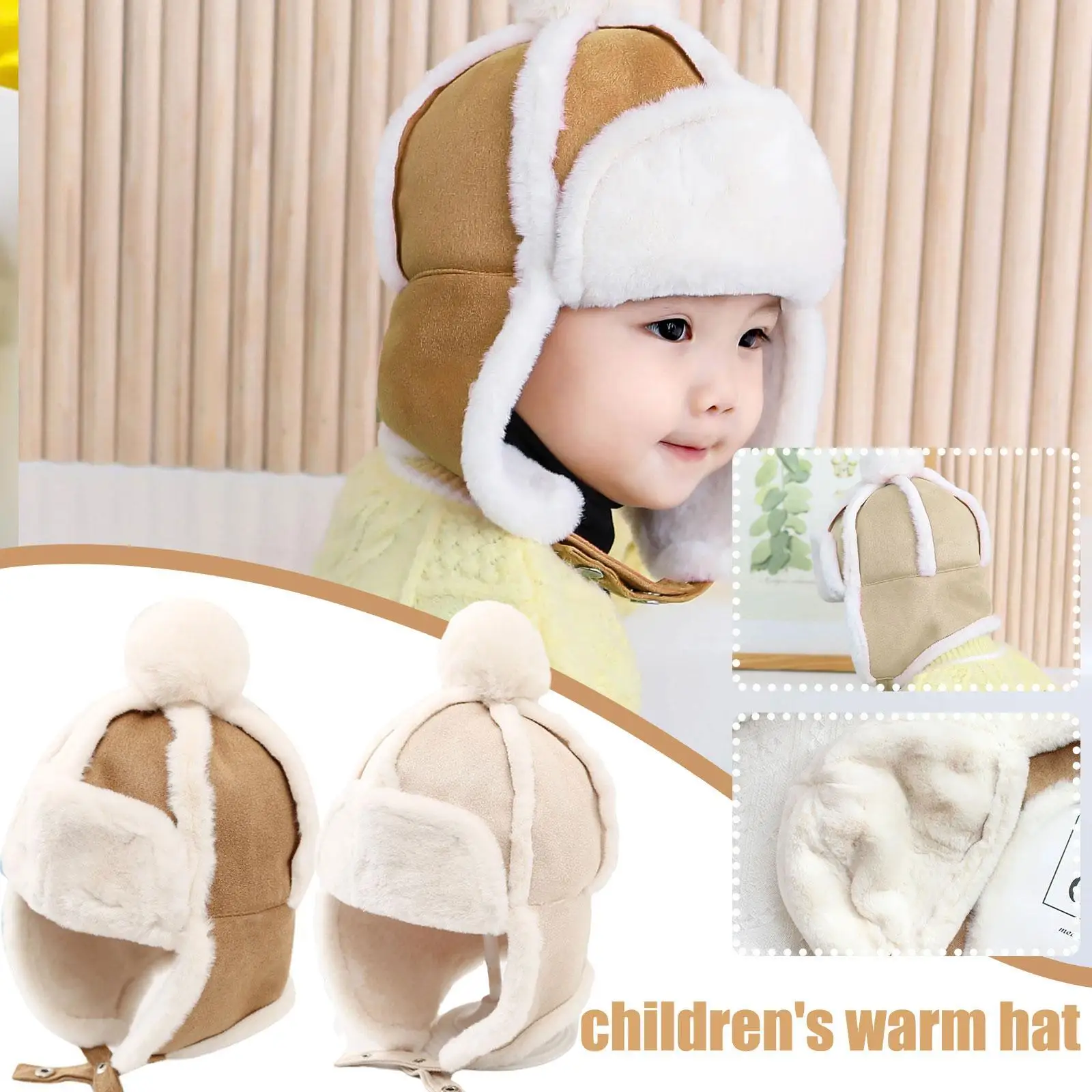 Children's Warm Hat Kids Ear Flap Muff Winter Warm Plush Cotton Outdoor Lei Feng Beanie Baby Boys Girls Hat