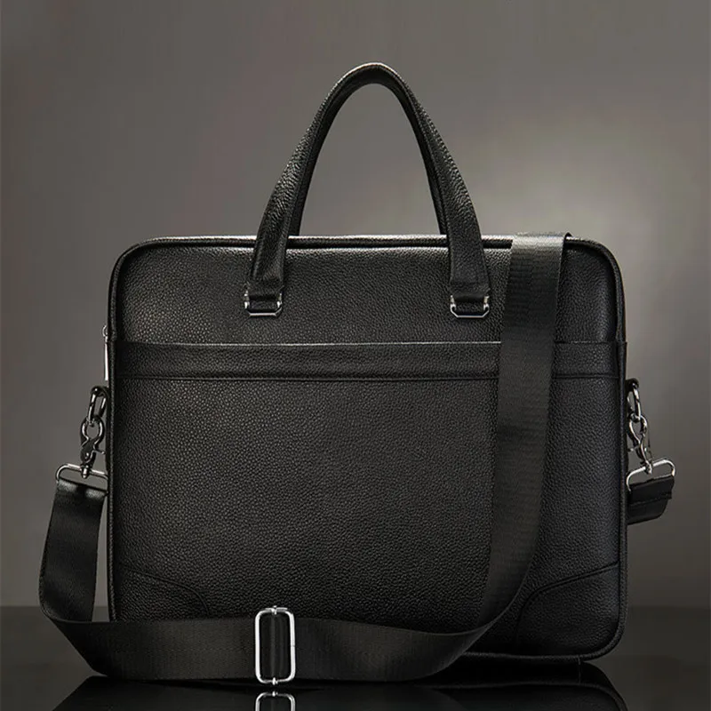 Men Business Cowhide Briefcase Bag Genuine Leather Handbag Trip Laptop Bag Meeting Shoulder Bag For Male