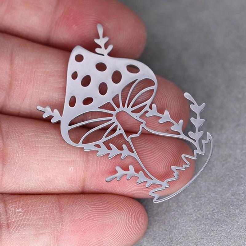 

3pcs DIY Giant Earrings Mushroom Grass Stainless Steel Pendant Charms for Jewelry Making Necklace Findings Craft Accessories