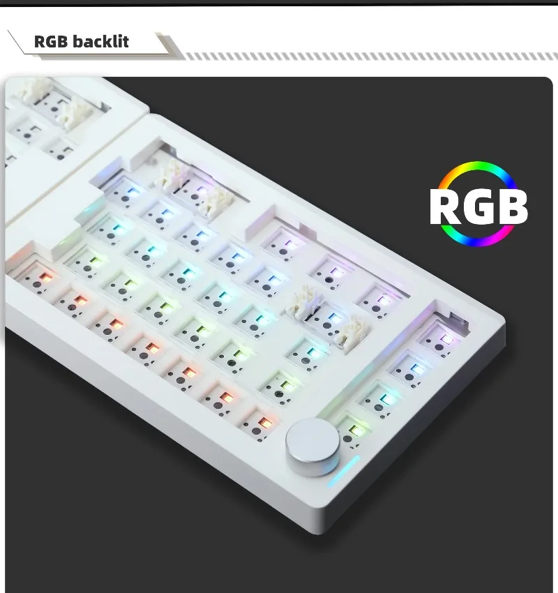 Фото Механическая клавиатура GMK70 Split Ergonomic, 70% форм-фактор, Gasket Mount, с возможностью горячей замены, программируемая QMK/VIA, с мягким звуком, кастомная клавиатура №5