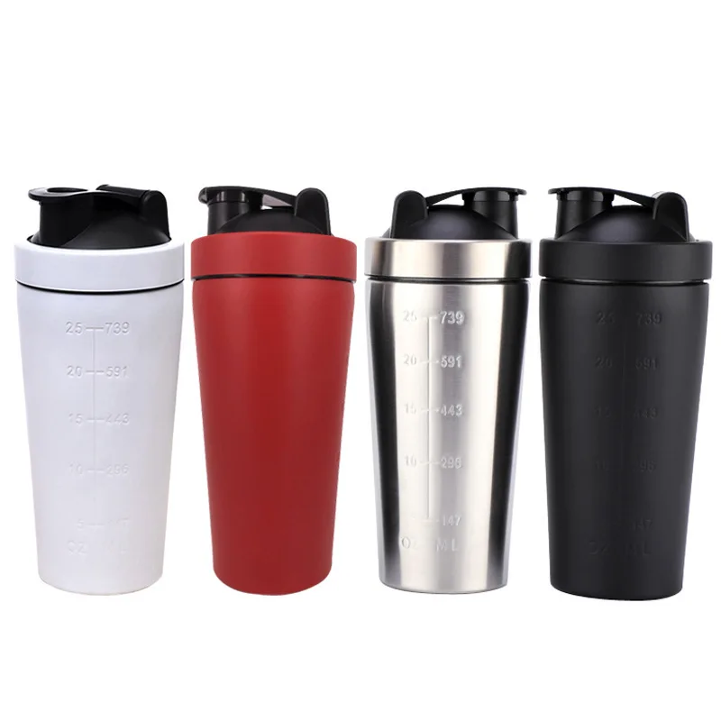 Stainless Steel Shaker Bottle Whey Protein Powder Graduated 500/750ml Water Bottle Cup Mixer Blender Bottles Gym Shakers Sports