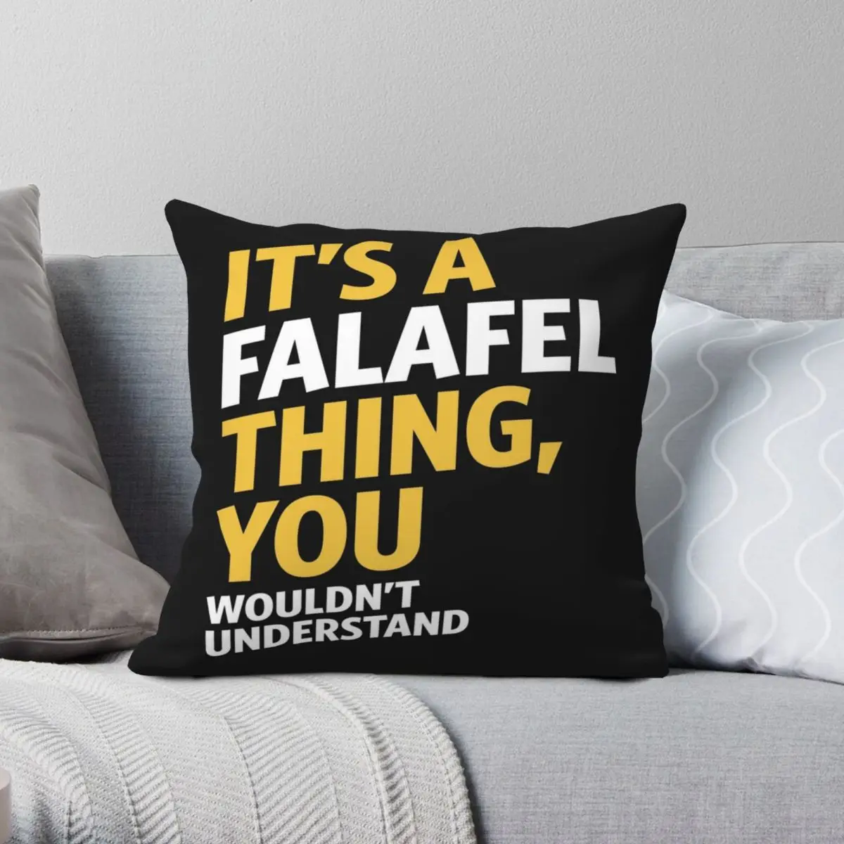 

Чехол для подушки It's A Falafel, декоративный чехол из полиэстера и льна с бархатным узором, на молнии, для дивана, подушки для сидения, 45x45