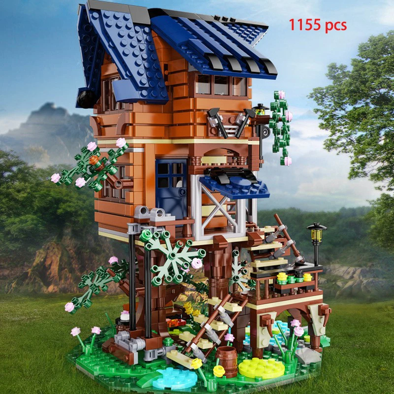 

New Street View Series Four Seasons Tree House Coffee House Street View Children Puzzle Toy Children Building Block Toy Gift