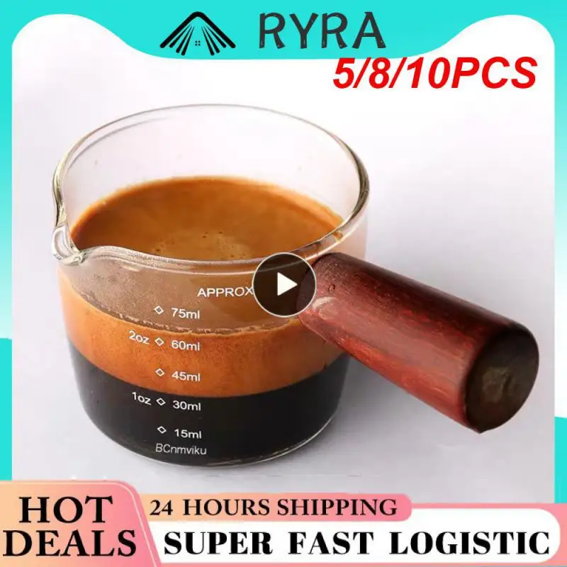 

5/8/10PCS Measure Mug With Clear Scale 75ml Milk Jug Clear Espresso Glass Measuring Cup Coffee Accessories Measuring Cup