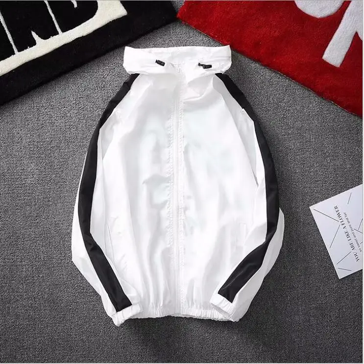 

2022 spring autumn new fashion jacket men's street windbreaker polyester hoodie zipper thin jacket