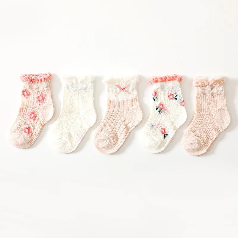 

Kids Socks Baby Girl Stitch Flower Socks 0-12year Summer Cotton Baby Socks