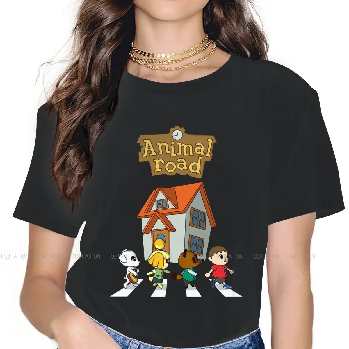 

ANIMAL ROAD Women Tshirts Animal Crossing New Horizons Gothic Vintage Female Clothing Loose Cotton Graphic Tops