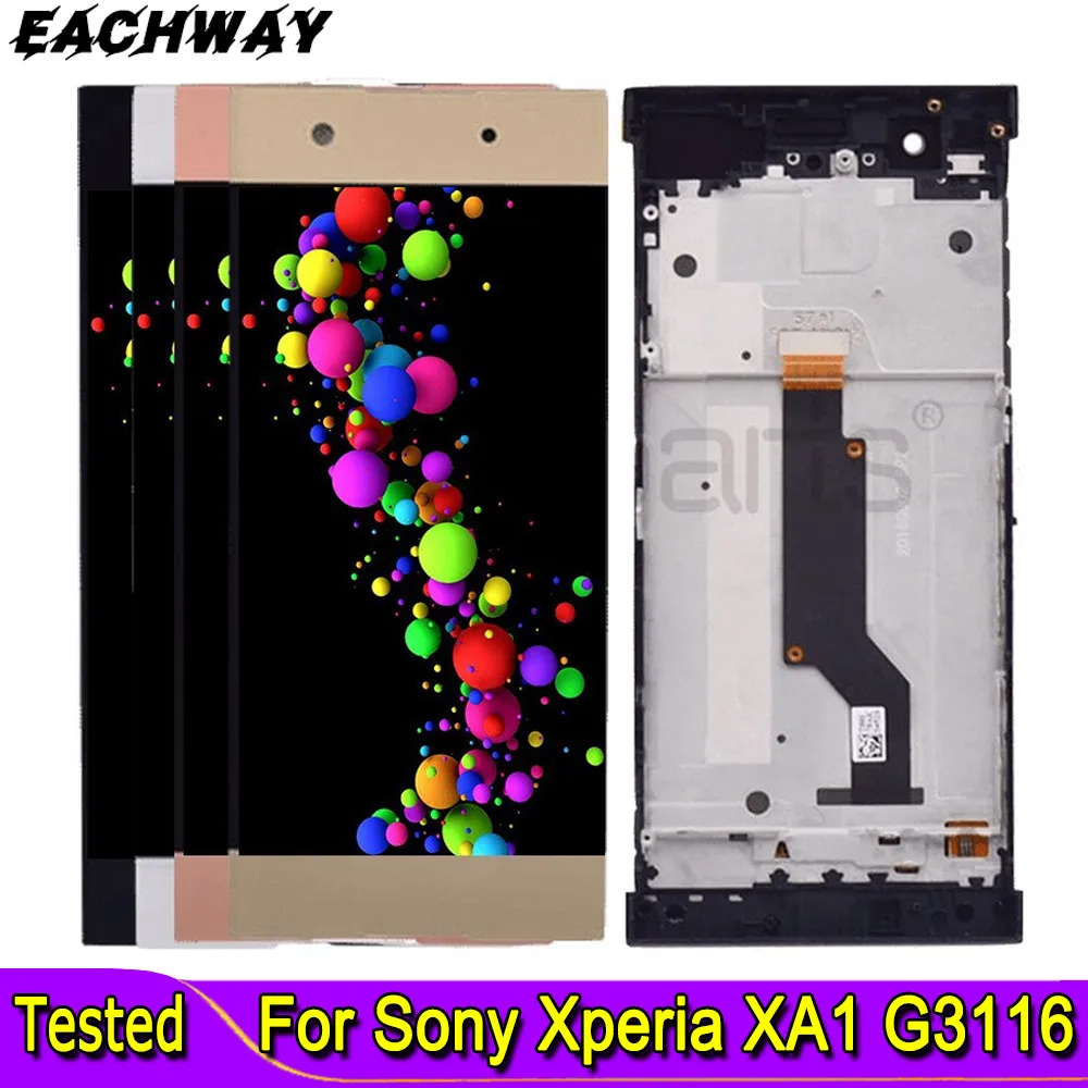 ЖК-дисплей 5,0 дюйма для Sony Xperia XA1 G3116, сенсорный экран, дигитайзер в сборе с рамкой, запасные части для SONY XA1, ЖК-экран