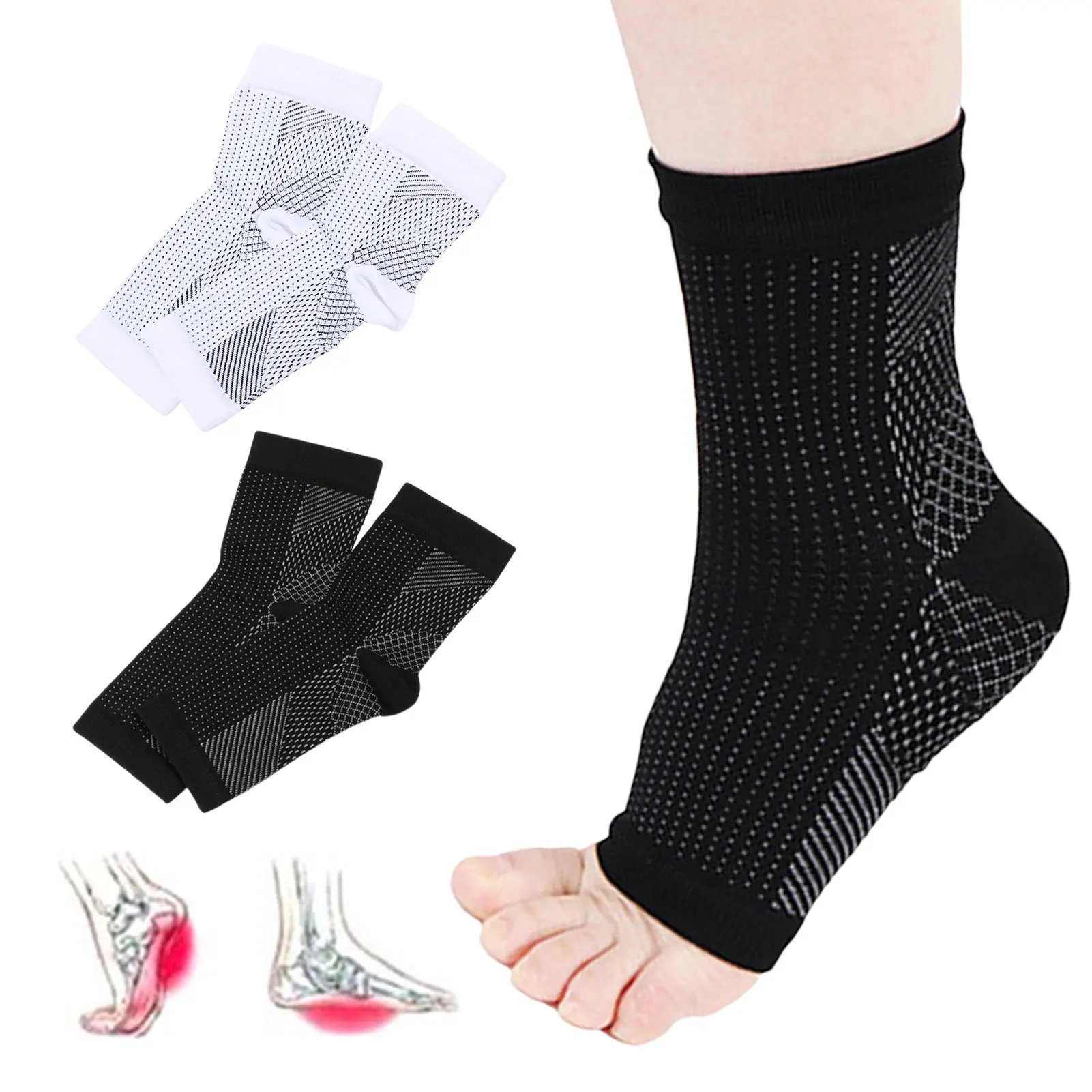 

1 Pair Foot Anti-Fatigue Ankle Support Socks Relief Pain Compression Socks For Men Women Sport Running Yoga Elastic Socks