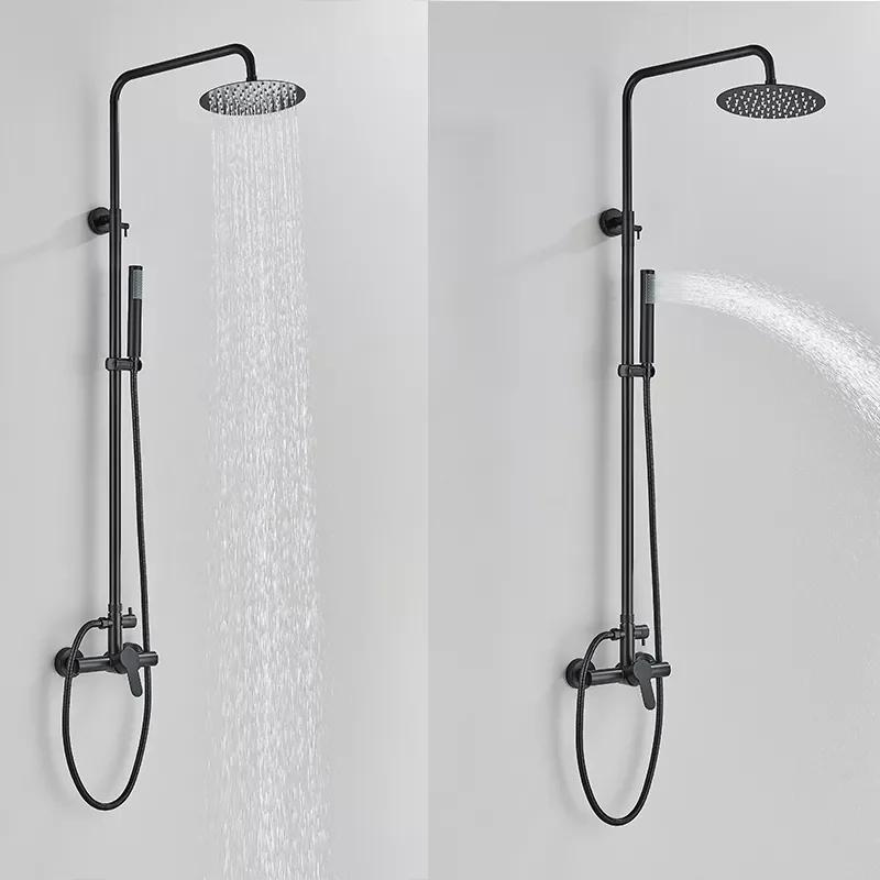 

SUS304 Matte Black Bathroom Shower Faucet Single Handle Hot Cold Water Outdoors Shower Faucet Wall Mount Exposed Shower Mixer