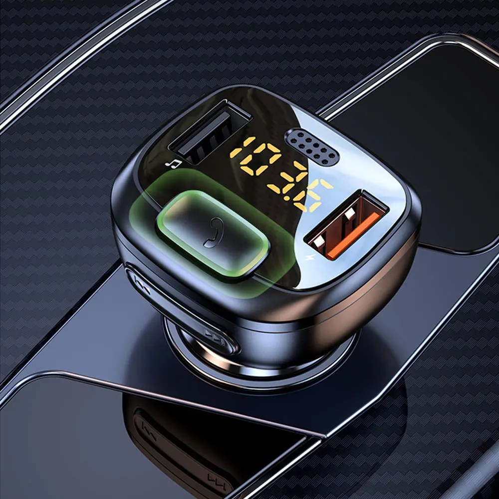 

Car Bluetooth 5.1 FM Transmitter Dual USB QC3.0 Fast Charger Wireless Handsfree Audio Receiver MP3 Player Car Kit Accessories