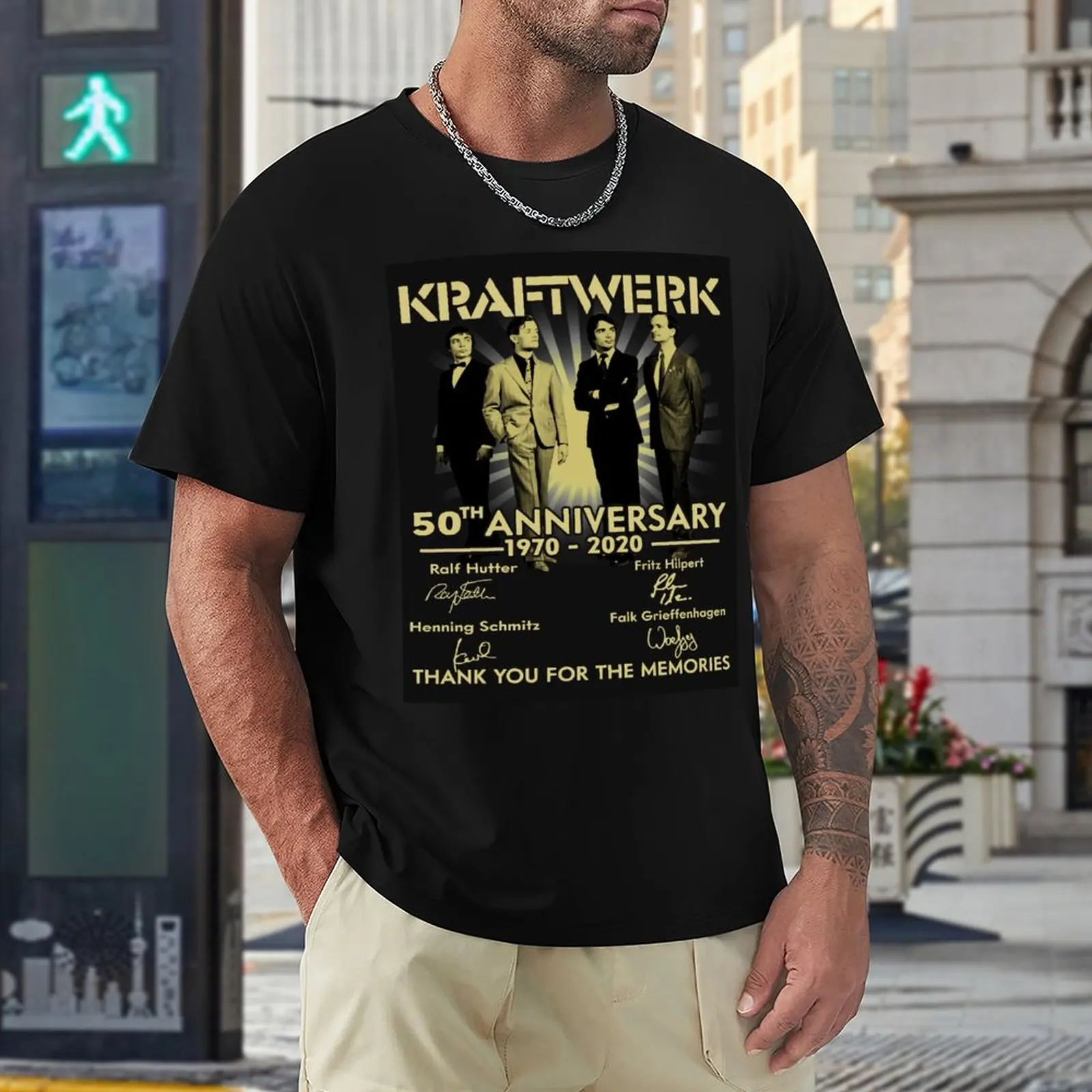 

T-shirts Kraftwerk.50th Anniversary 1970-2020 Signature Thank You Pullover Graphic Cool Leisure USA Size top Quality