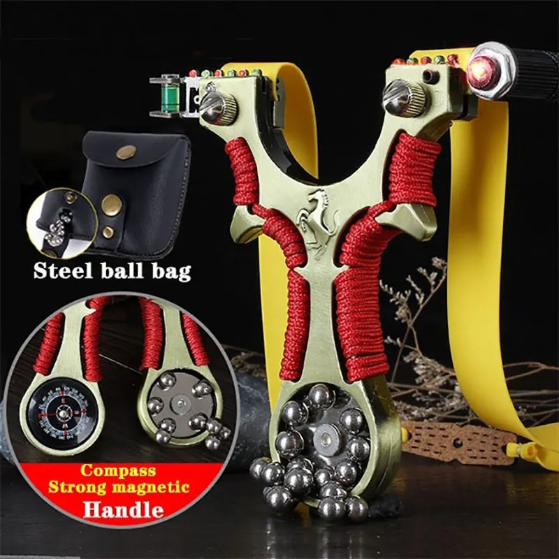 

High Power Laser Aiming Slingshot High Precision Hunting Slingshot with Rubber Band Outdoor Entertainment Hunting Accessories