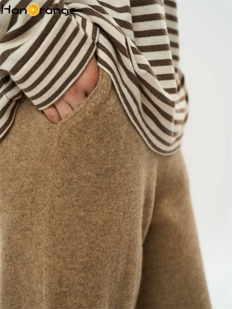 HanOrange 2024 зимние флисовые широкие брюки Lazy Yak женские мягкие липкие теплые