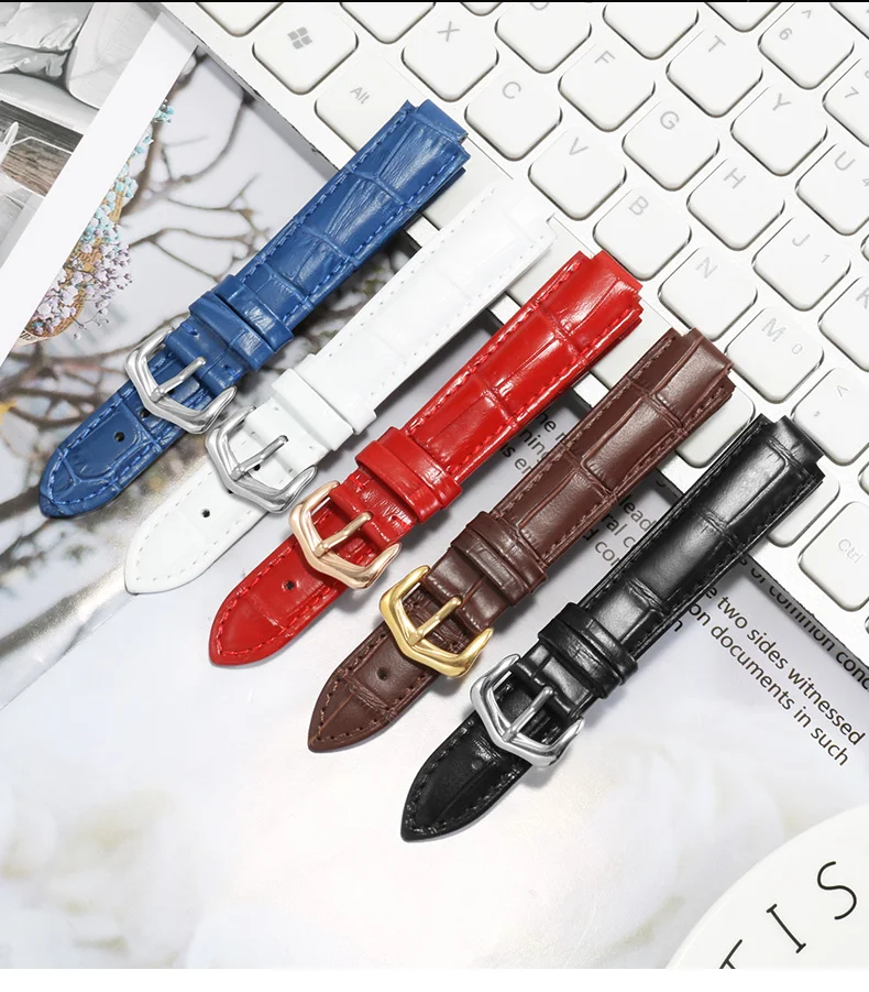 Replace The Cowhide Strap With The Blue Balloon Series 14/16/18/20/22mm Needle clasp Convex Interface Leather Watchband