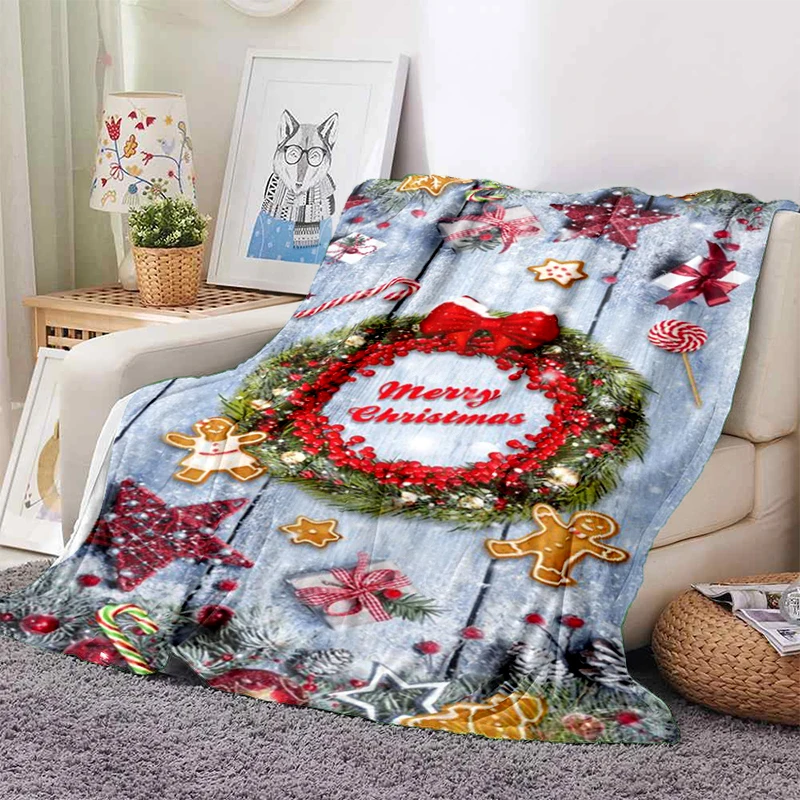 

Christmas Decorations Soft Plush Sofa Bed Throwing Flannel Throw Blanket Lightweight Bed Blanket Quilt Durable Home Decor