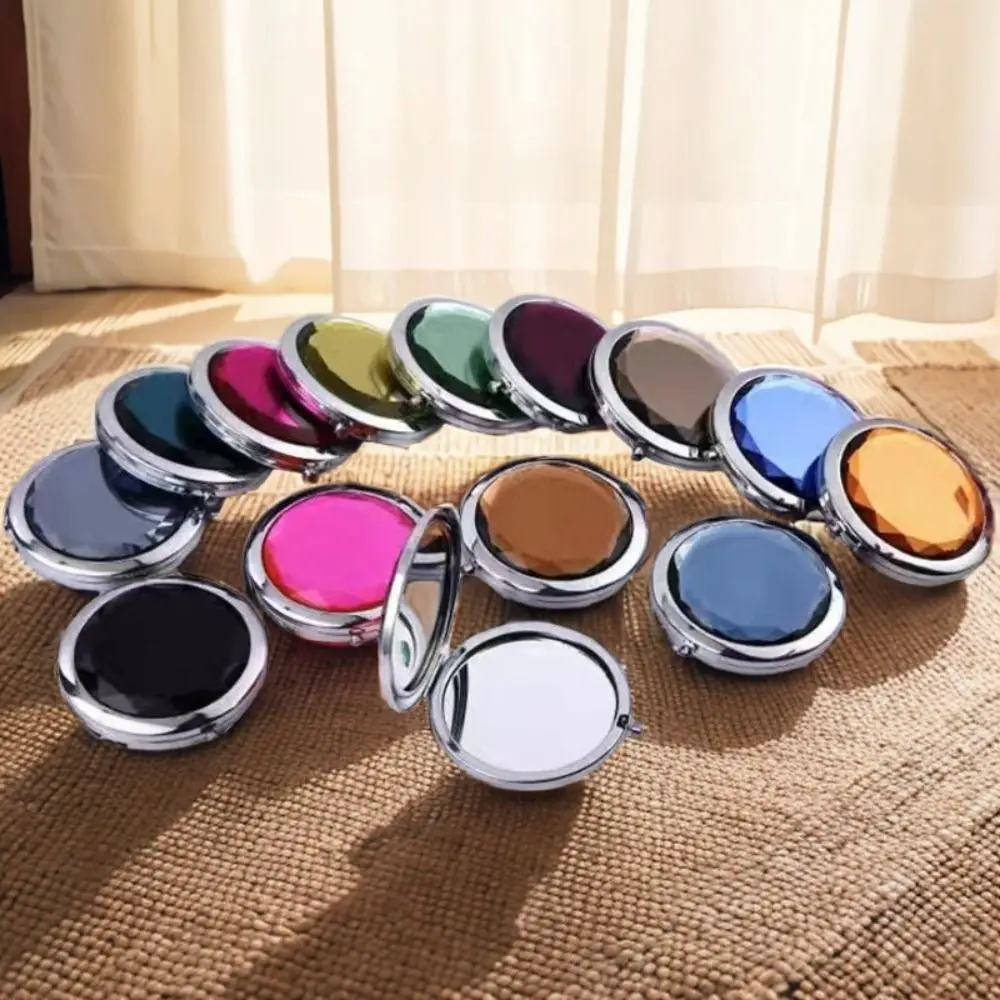 Портативное роскошное зеркало для макияжа с кристаллами карманное