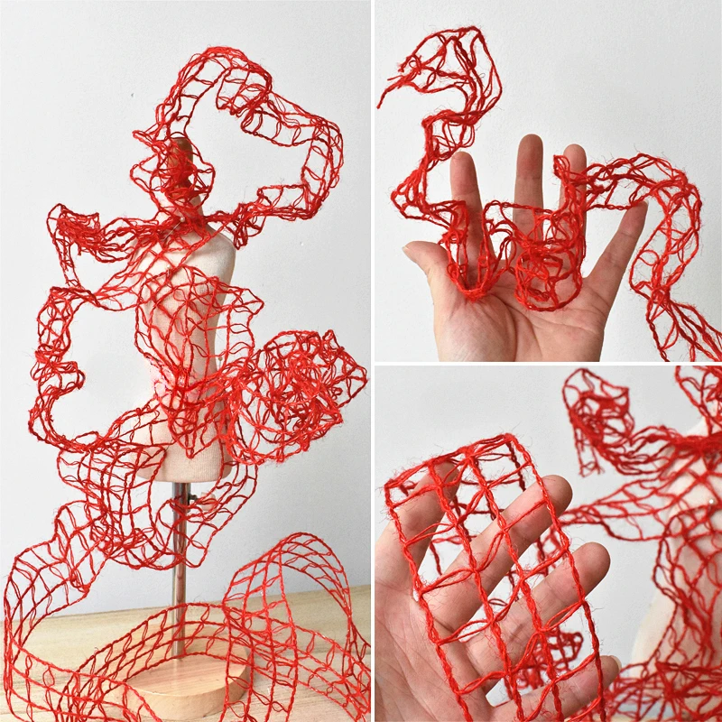 Красные полые хлопковые и льняные кружевные аксессуары для одежды свадебные