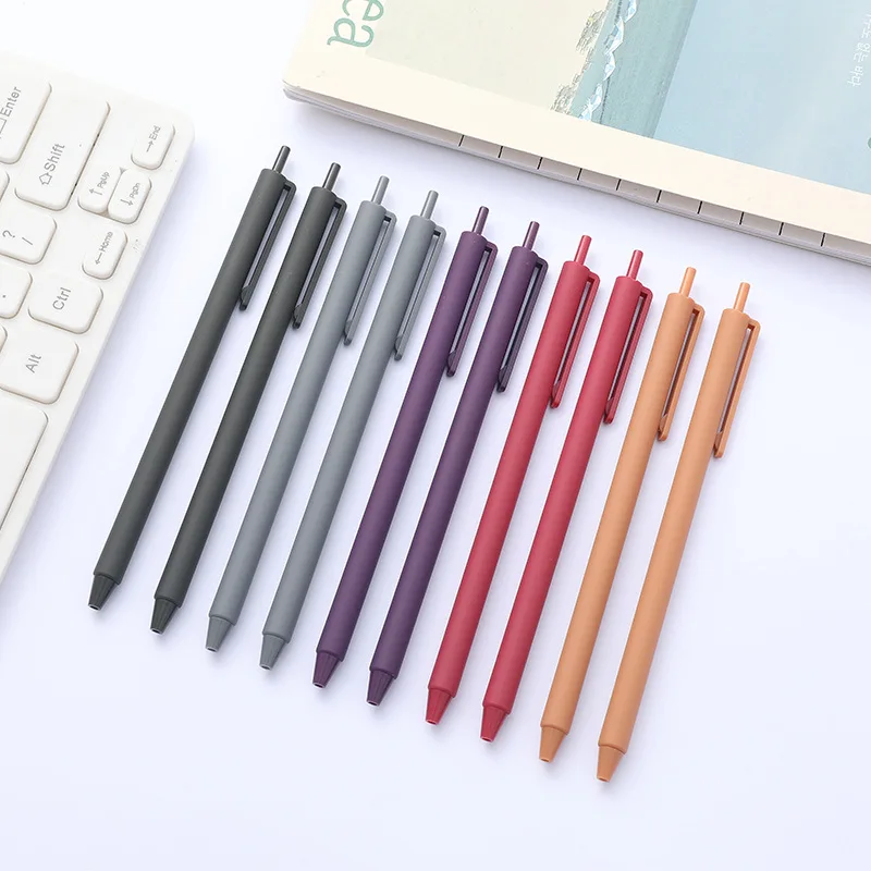 

10PCS Simple Retro Gel Pen Large Capacity Carbon Liquid-Ink Press Action Student Office Stationery School Supplies Neutral Pen