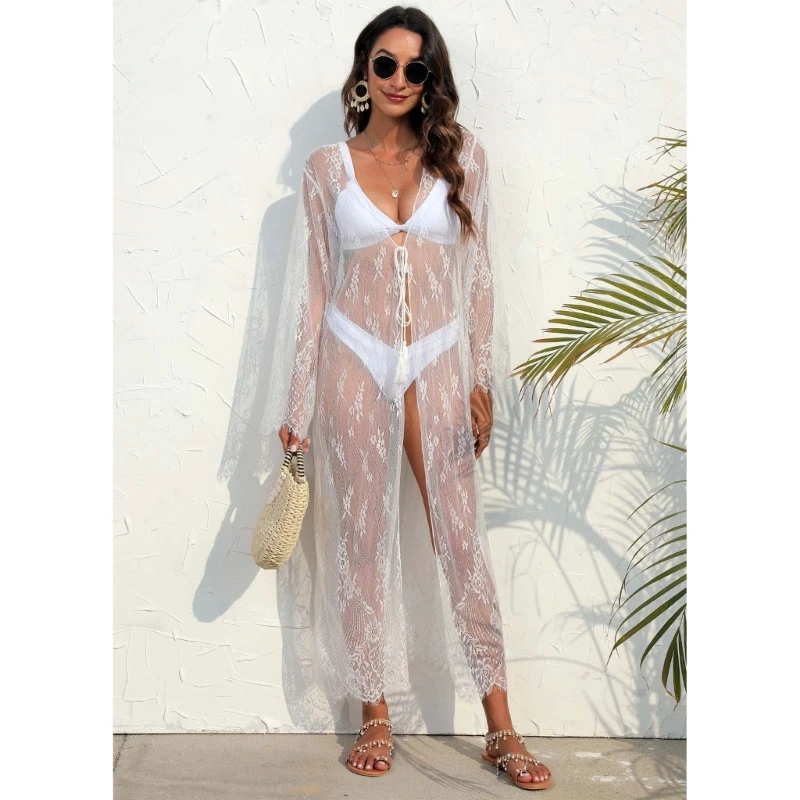 

Женский купальный костюм накидка Прозрачное Бикини накидка кимоно кардиган