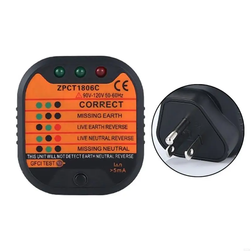 02DC GFCI Outlet Tester Detector Wall Plug-Fluger включает легенду проводки